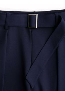 Elegant Navy Blue Belted Pants