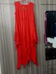 orange beautiful Sleeveless Kurta