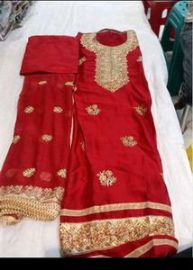 Red Embroidered Kurta Set