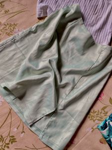 Jeuvre Mint  Satin Slit Skirt