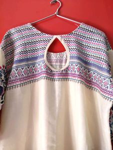 Boho Print Cream Kurti