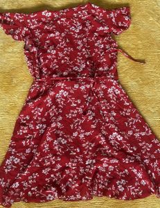 Red Floral Wrap Dress