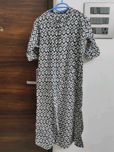 Black And White A Line  Kurti