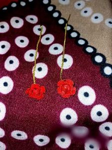 Red Rose Dangle Earrings