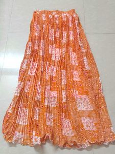 Pleated Orange Skirt