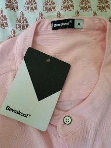 Pink Mandarin Collar Shirt