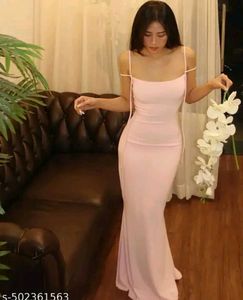 Pink Maxi Dress with Tie Straps