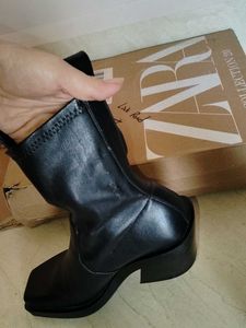 Zara Square Toe Cowboy Ankle Boots