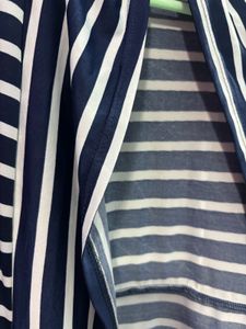 Striped Open Front Cardigan