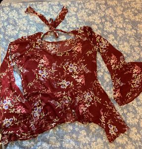Y2k Floral Back Tie Up Top