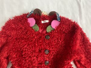 Cute Red Fuzzy Jacket girls 8-10yrs