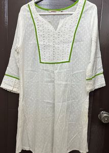 Avasa White &amp; Green Embroidered Top