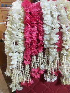 2 Strings of White/Pink Blossom Flowers