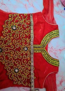 Red Anarkali gown with dupatta