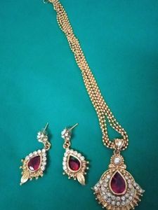 Necklace And Studs With Stone Changeable 4 Sets