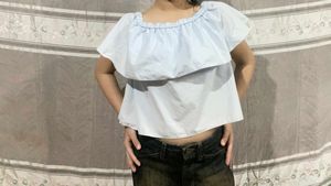 Cute baby blue Ruffle Top