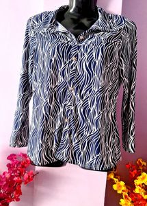 Abstract Print Button-Down Top