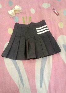 Grey Pleated Mini Skirt
