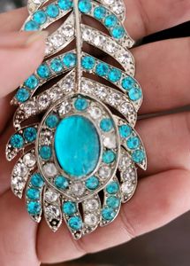 Oh My God Krishna Mor Pankh Metal Keychain Blue Colour