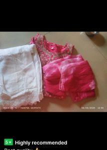 Stylish Pink Printed Kurti Set