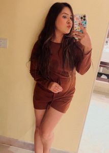 Ribbed Brown Playsuit