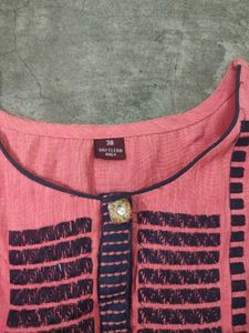 Pink Printed Kurta with Thread work