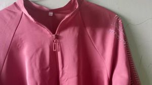 Pink Rhinestone Sleeve Jacket