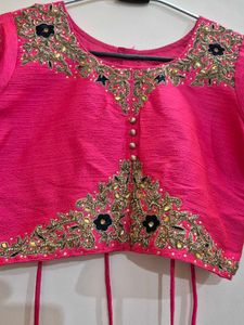 Navy Blue Lehenga with Pink Cutwork Blouse