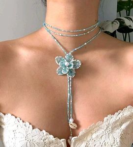 Floral orchid Beaded Necklace