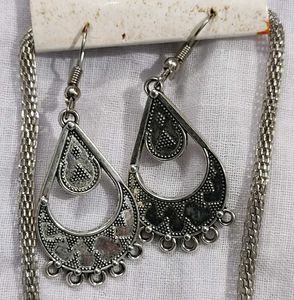 Silver Tone Durga Pendant Necklace