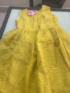 Yellow Organza Ethnic Gown