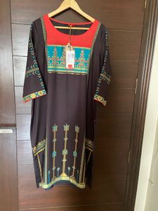 W Women’s Charcoal Gray Printed Kurta (18)xxxl