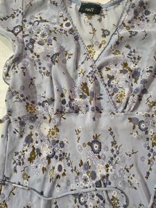 Lavender Floral Top with Flutter Sleeves