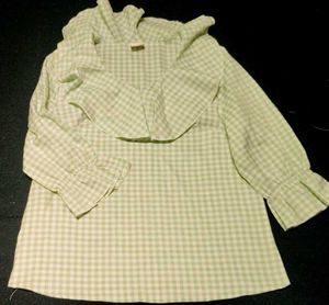 Green Checkered Ruffle Top