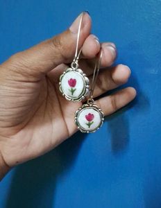Floral Embroidered Earrings