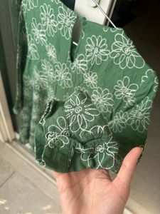 Green Floral Embroidered Dress (short)