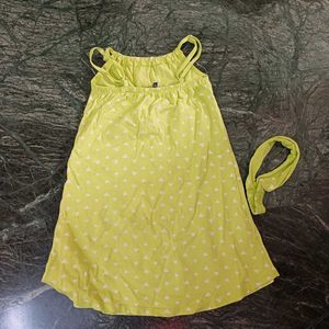 Cute Fluorescent Green Baby Dress &amp; Headband