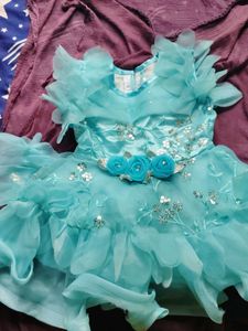 Aqua Blue Flower Girl Dress