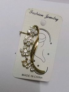 Floral Ear Cuff with Rhinestones