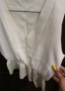 White Sleeveless V-Neck Top