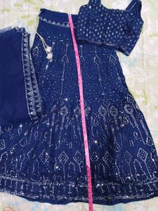 Blue Embellished Lehenga Set