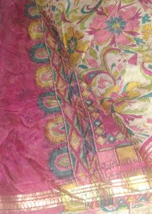 Flower Print Tusser Silk Saree