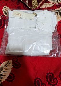 Girls White Polyester Tunic Without Belt