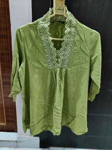 Pista green short kurta