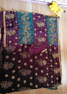 Purple heavy work Saree N blouse