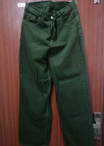 Olive Green Wide Leg Jeans