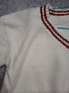 Striped Trim V-Neck Sweater