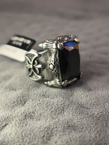 Mens Biker Black Gem Ring