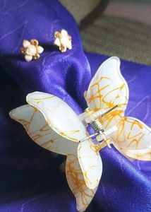 Butterfly Hair Clip &amp; Stud Earrings