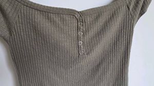 Olive Green Ribbed Top